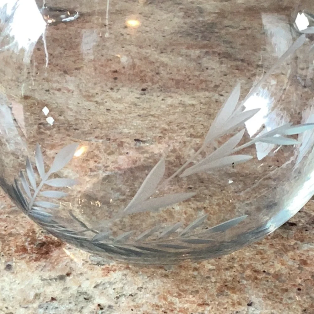 Vintage etched decanter with glasses